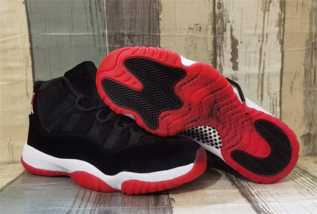Men's Running weapon Air Jordan 11 Black 'Bred Velvet' Shoes 097